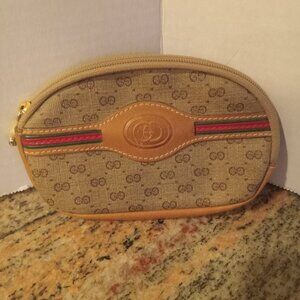 Vintage Gucci Sherry Stripe Micro GG Zip Coin Purse Pouch